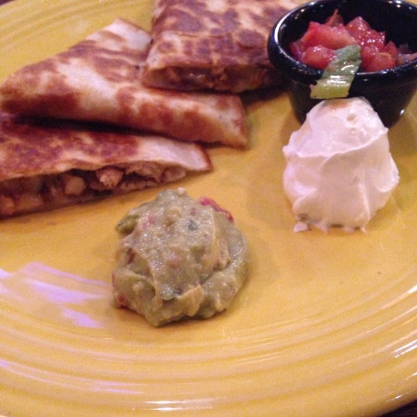 I had the small chicken quesadilla, it was the perfect size, great food and great service loved the place - and good price