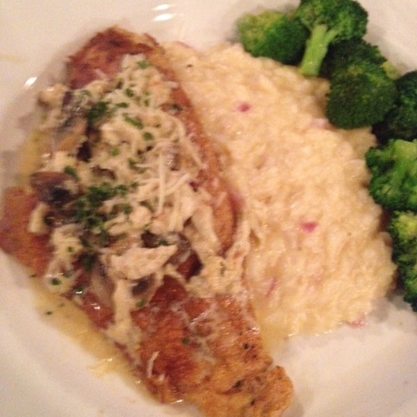 Redfish over risotto with a parmesan crab topping ..