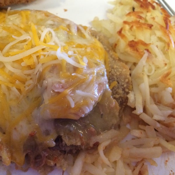 Get the Southwestern Country Fried Steak!  Instead of gravy. They douse it w/ chile verde and cheese.  So good!