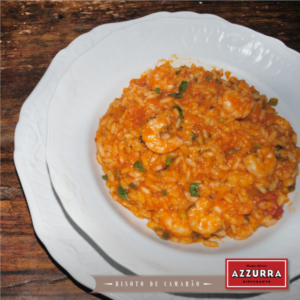 O Azzurra criou uma seleção de pratos tradicionais para seu almoço executivo do dia a dia. E para hoje, a sugestão é um risoto de camarão, preparado com o autêntico arroz italiano.
