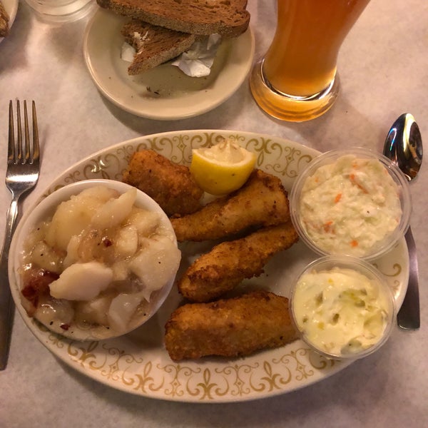 Friday fish fry! Four piece “Classic” cod with German potatoes, and coleslaw. $12. Expect a wait, as reservations are hard to make.