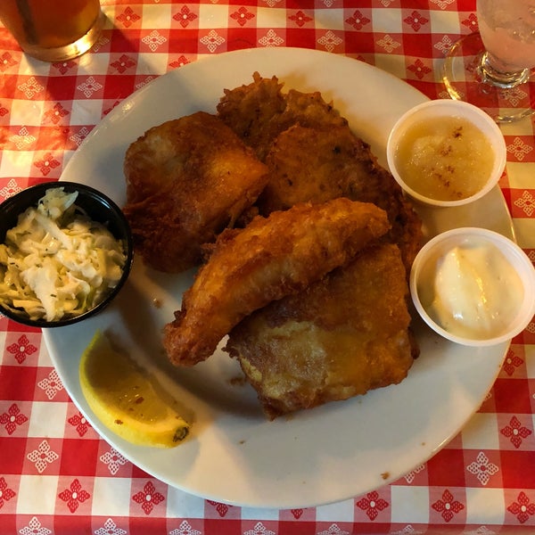 Three piece (cod) Friday Fish Fry, and polka music. Eat inside the lodge, or take it “to go” and sit at the outdoor beer garden.