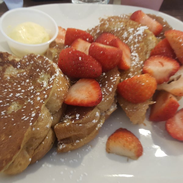 I had the French toast. It was delicious! I recommend getting a plate that has it on the side rather than as a meal on its own. Very filling!