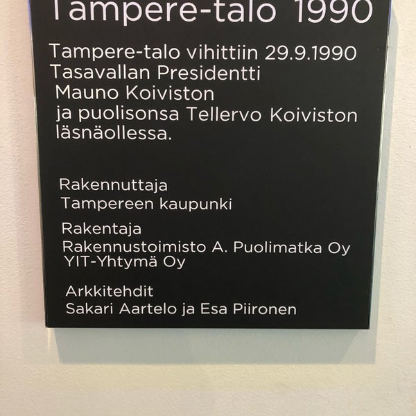 Photo prise au Tampere-talo par Jan R. le7/14/2019