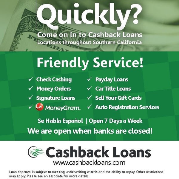 Cashback Loans - Indio, CA