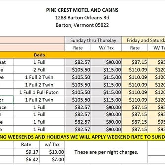 Photos At Pine Crest Motel Cabins Barton Vt