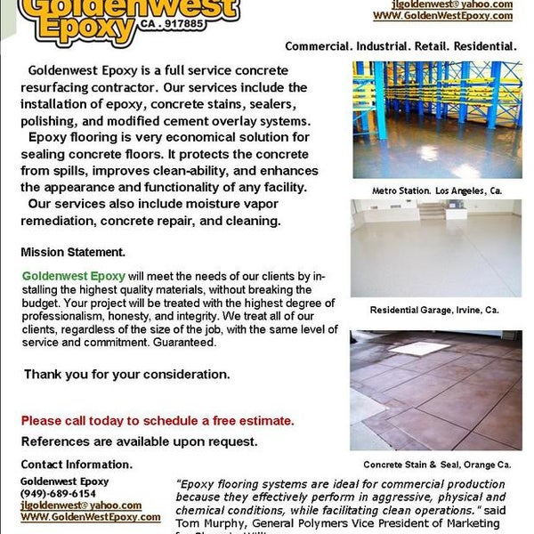 Goldenwest Epoxy Construction Landscaping