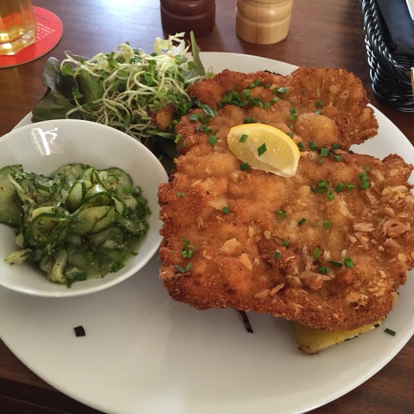 The schnitzel is perfect, and I usually don't care about Schnitzel.