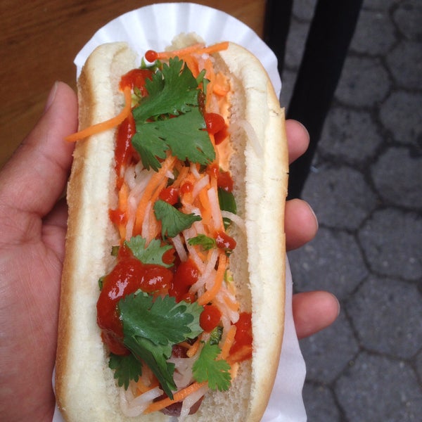 Hubster loved the Vinh Veggie Dog. His favorite eat from broadway bites.  For vegetarians - if you don't like fake meat don't try this. It's not for me.