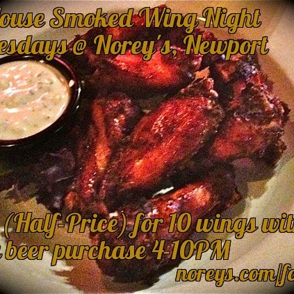 Tuesdays are Half Price Wing Night- 10 house smoked wings for $5 with any beer purchase 4-10PM!