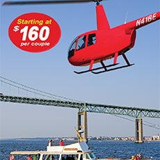 Did you know that Gansett Cruises has teamed up with Bird's Eye View Helicopters to show you the best of Newport from the Sky and at Sea? It's "the only way to see Newport, RI!"
