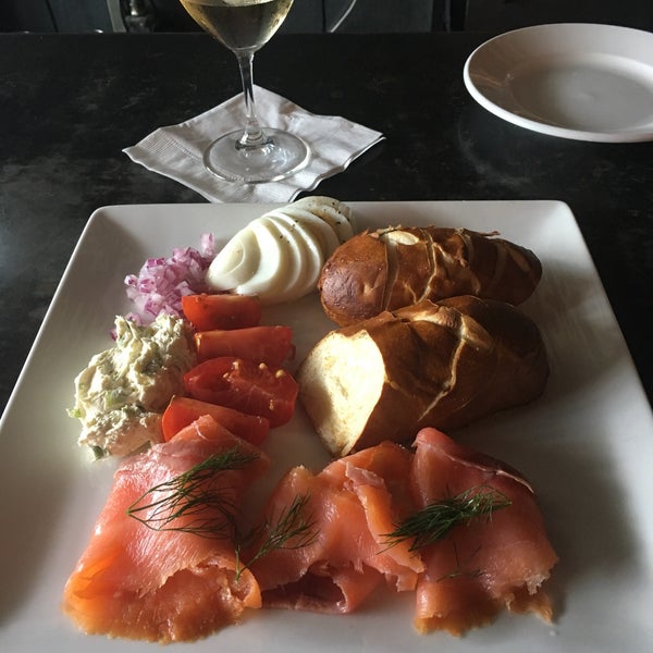 Salmon plate w/ a nice (15% off special BTG) Sancere. Never disappoints - food, wine & service.