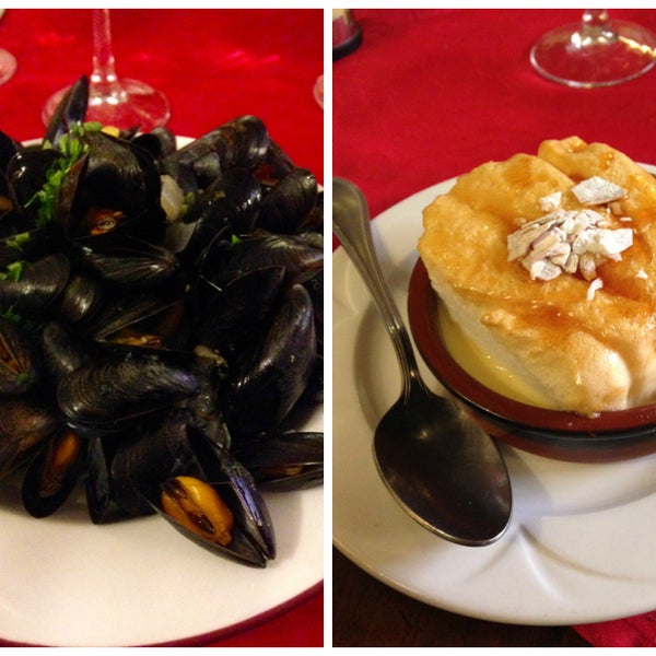 I had never tasted mussels and they were awesome, cooked in butter + shreds of onions, plenty portion. Dessert was île flottante (meringue floating on vanilla custard), really, really great.