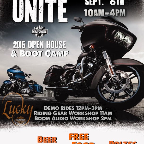Saturday, September 6th is our Fall Open House and Boot Camp. Join us for fun activities, new 2015 motorcycles, food, music and so much more!