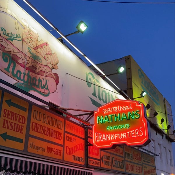 Photo taken at Nathan&#39;s Famous by Naish M. on 9/3/2023