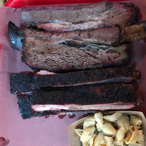 Beef Rib: huge and delicious.Moist Brisket: they nailed it today.Pork Ribs: overlooked today but still nice.Mac-n-cheese: good if you like that stuff LOL