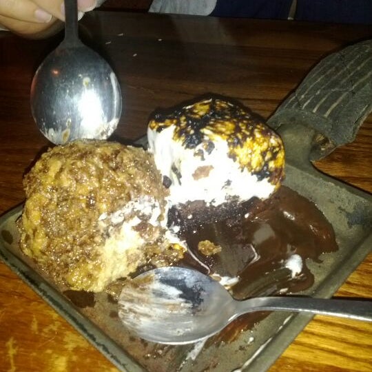Smores brownie with fried ice cream. Its amazing and totally worth it!