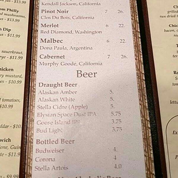 Ask for the beer & wine menu!