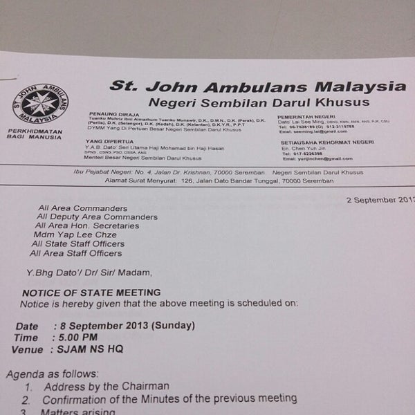 SJAM NS Headquarters - Seremban, Negeri Sembilan