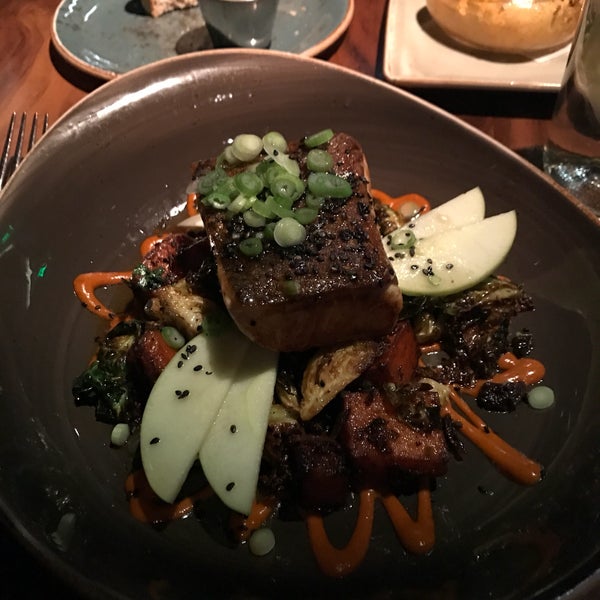 Get the steak, it's very good. The salmon (pictured) is also great mainly because of the sweet potatoes & sriracha. Def leave room for the gingerbread cake or take it to go, you'll want it later.