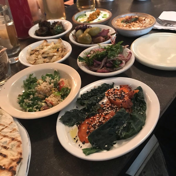 Went for Sunday brunch and got the whole sampler mezza, lamb sausage and it was flavorful.  Get there earlier when you want a seat. Cool hip vibe.