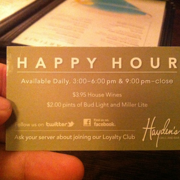 Happy hour between 3-6 and 9 til close