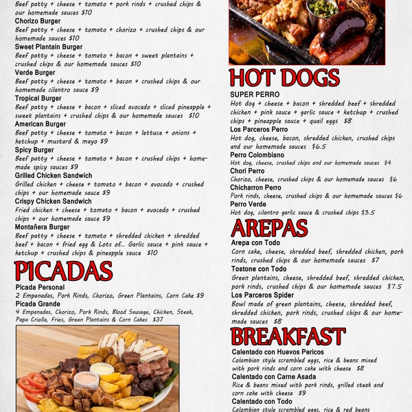 Colombian Breakfast Menu