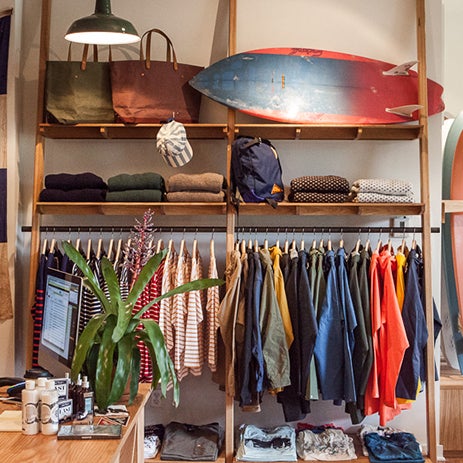 This lifestyle shop will kit out the cool dudes who surf, look good, listen to hard-to-find LP's and collect coffee table books. There are a few choice pieces for his girlfriend, too.