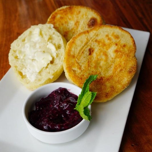 Unite's English muffin was originally only available on the benedict, but customer demand cajoled them to add it to the brunch sides, served freshly griddled with butter and yes, homemade jam.