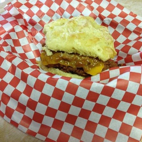 In the breakfast sandwich world the Chicken Biscuit from The Roost is one of the top contenders. It consists of classic spicy fried chicken and cheddar, sandwiched between buttery biscuits.