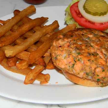 The Salmon burger was first introduced as an option for vegetarians but it quickly became a favorite and is now a staple on the menu.