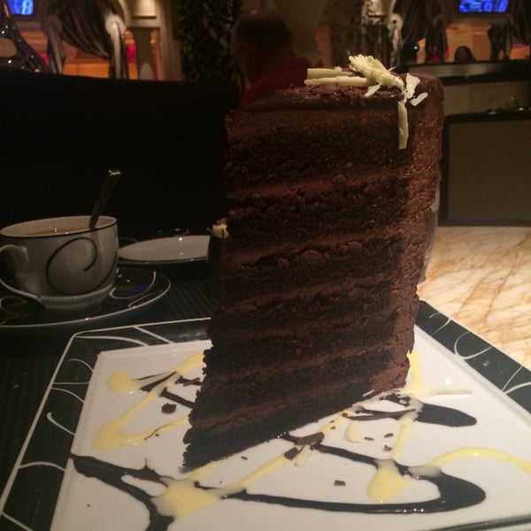 The 14 layer chocolate cake! One slice! It's great because you can take it home, and it doesn't dry out! It's stays moist til the last bite.