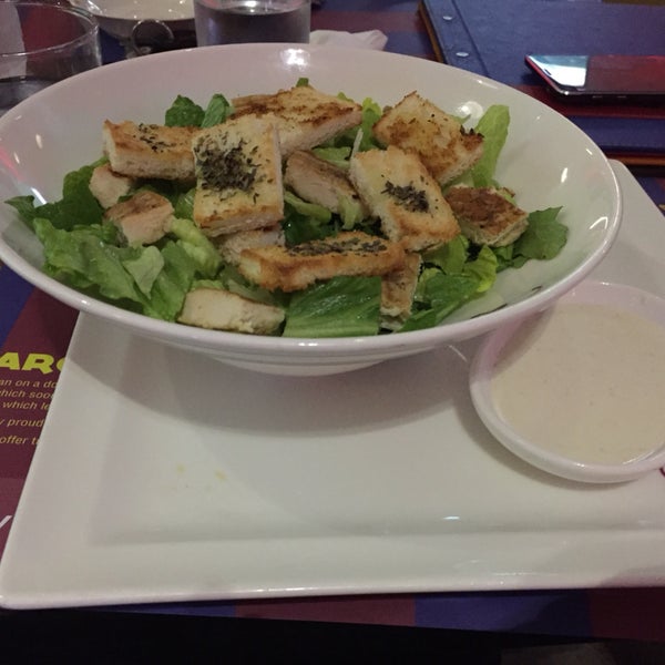 Several menu items weren't available at the time of visiting (which was on a game night). This is the only salad they had, a Caesar salad with literally five or six small pieces of chicken