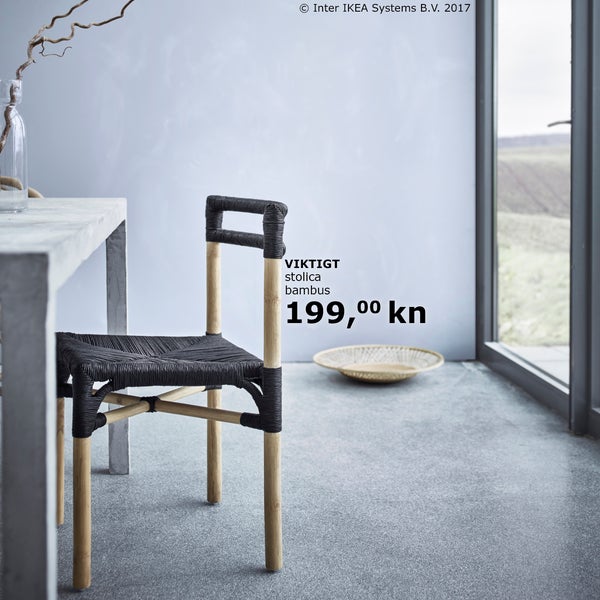 VIKTIGT stolica od bambusa je lagana, ali čvrsta i izdržljiva. :) Sniženi proizvodi dostupni su do isteka zaliha, a više o njima možeš pronaći na www.IKEA.hr/posljednji_put_u_robnoj_kuci.