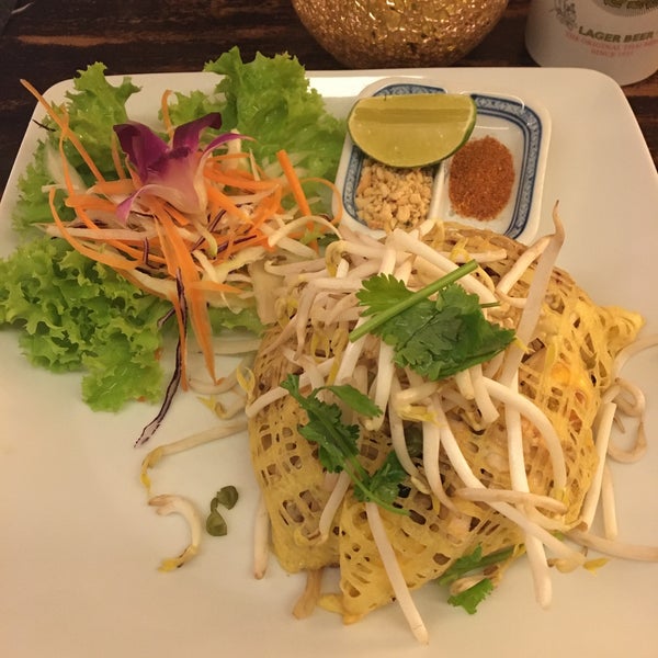 Great Thai restaurant with the most welcoming and friendly staff. They will also gladly change menu items and create something for you, such as this chicken pad Thai!