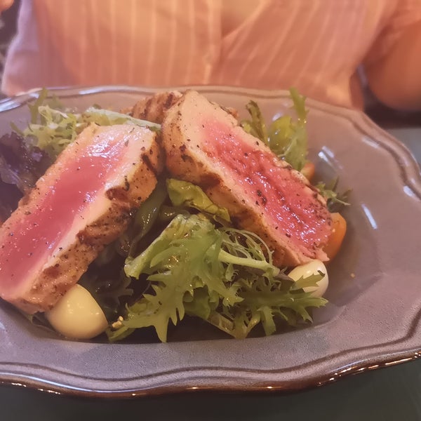 Try Rare Seared Tuna salad. It both looks and tastes amazing.