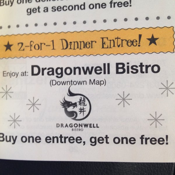 2-for-1 Entree Coupon in the 2013 Happy Hour Guidebook -- outstanding dinners here!