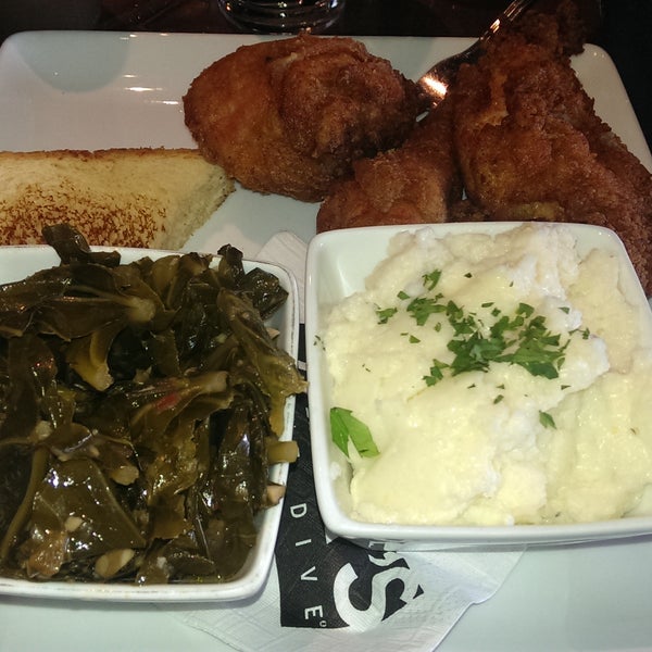 Omg I love this place. The fried chicken was amazing....collard greens and jalapeno cheese grits delicious...  You gotta try the grits. My next trip to Dallas I'll be right back here!!!