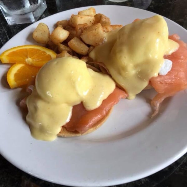 Great brunch spot. Eggs Madison (with salmon)