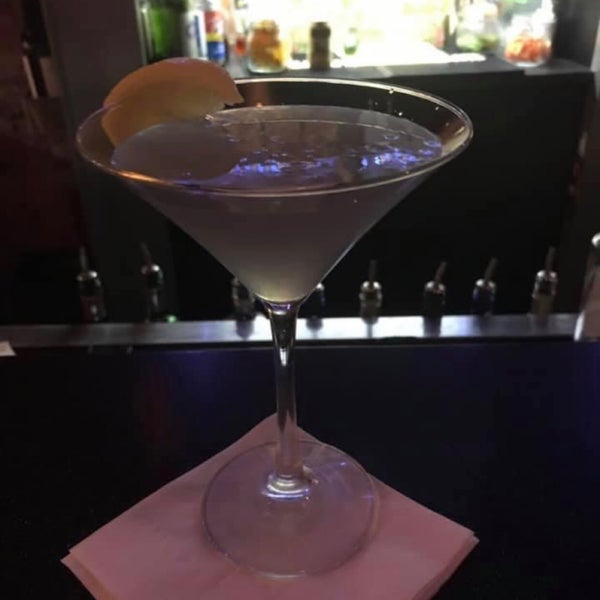 Dark Knight martini: Hendricks Gin, elderflower liquor, creme de violets, lemon juice