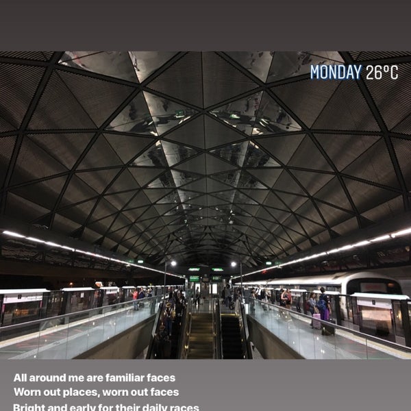 Photo taken at Expo MRT Interchange (CG1/DT35) by Leslie C. on 1/27/2019