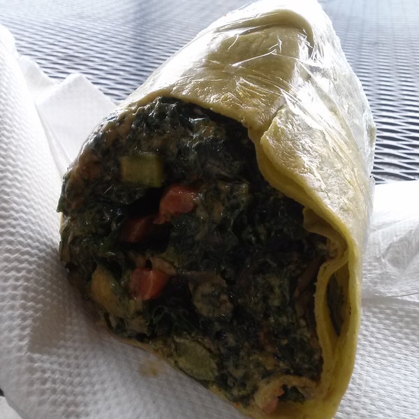 The spicy raw kale veggie wrap packs major heat, but so good for the spice lovers, like myself :)