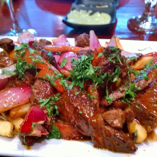 Not in the mood for seafood. Try the Lomo Saltado: wok seared hanger steak w/red onions & tomatoes.