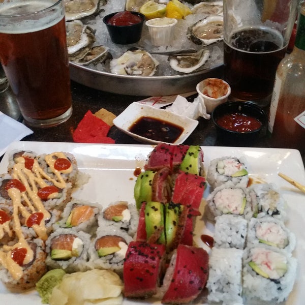 We got every single roll in the sushi happy hour and it was all amazing, and some of the best raw oyster in town! Try the Hoppidillo draft outta Austin!