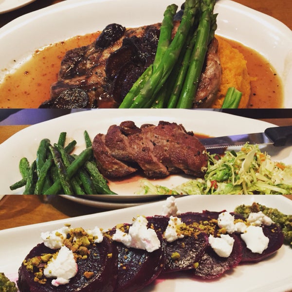 Food was so good! We loved the beets with goat cheese and pistachio pesto. And the duck with brown butter green beans. And the fig glazed pork chop.