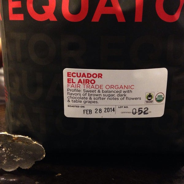 Beans from Equator Coffee and De La Paz Coffee roasters. You can buy a pound for $15 or a half pound for $7.50.
