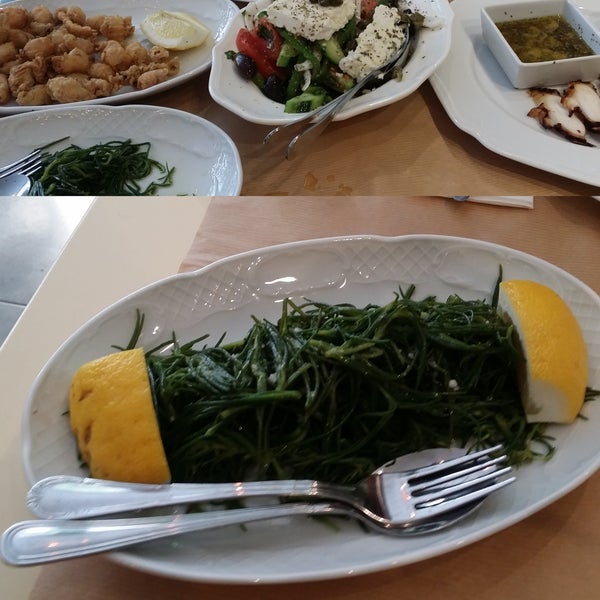 Healthy meze dishes, green Cretan Greek salads, good seafood including fried octopus, must have drink mastic liqueur. Friendly stuff with decent prices.