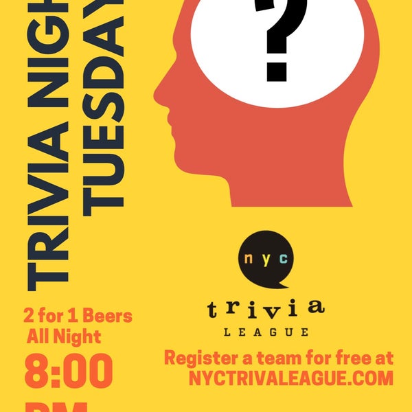 TRIVIA NIGHT!  2 for 1 Beers