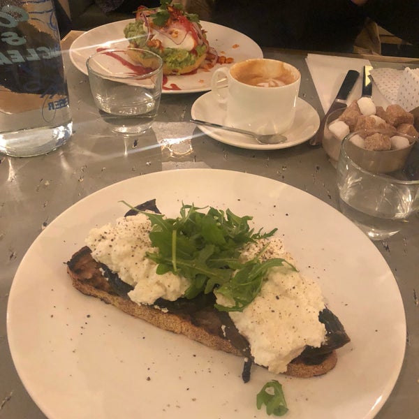 Mushroom and ricotta on sourdough is good - a little too cheesy! I was jealous of the avocado and poached eggs on cornbread. Great service