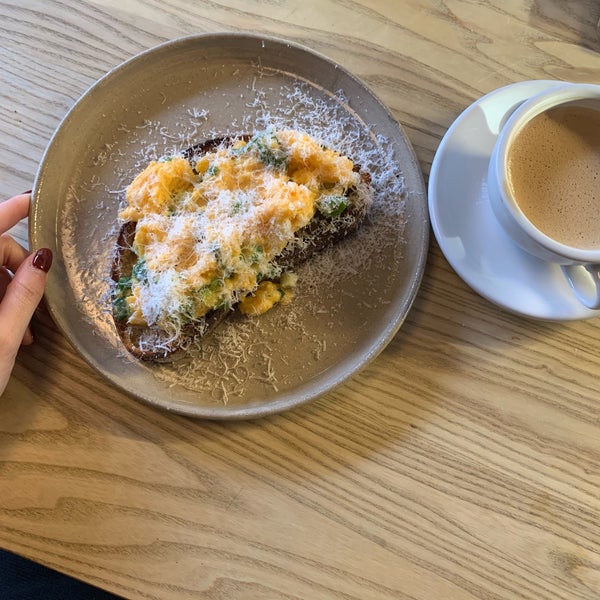 Brilliant coffee shop in the sSpitalfields area serving very decent café food. The scrambled eggs are strong onion and Pam is it in the picture is a brilliant way to start your day